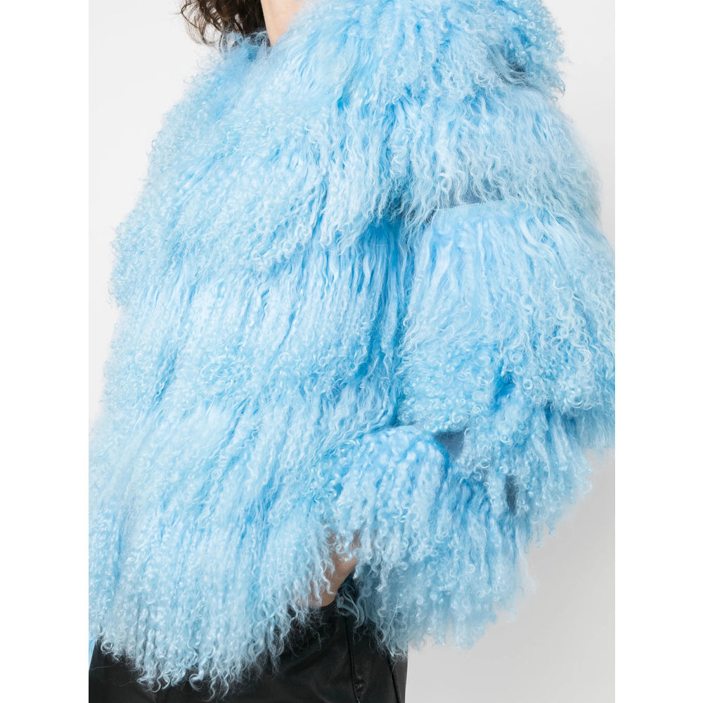 Sky Blue Quilted Shearling Jacket