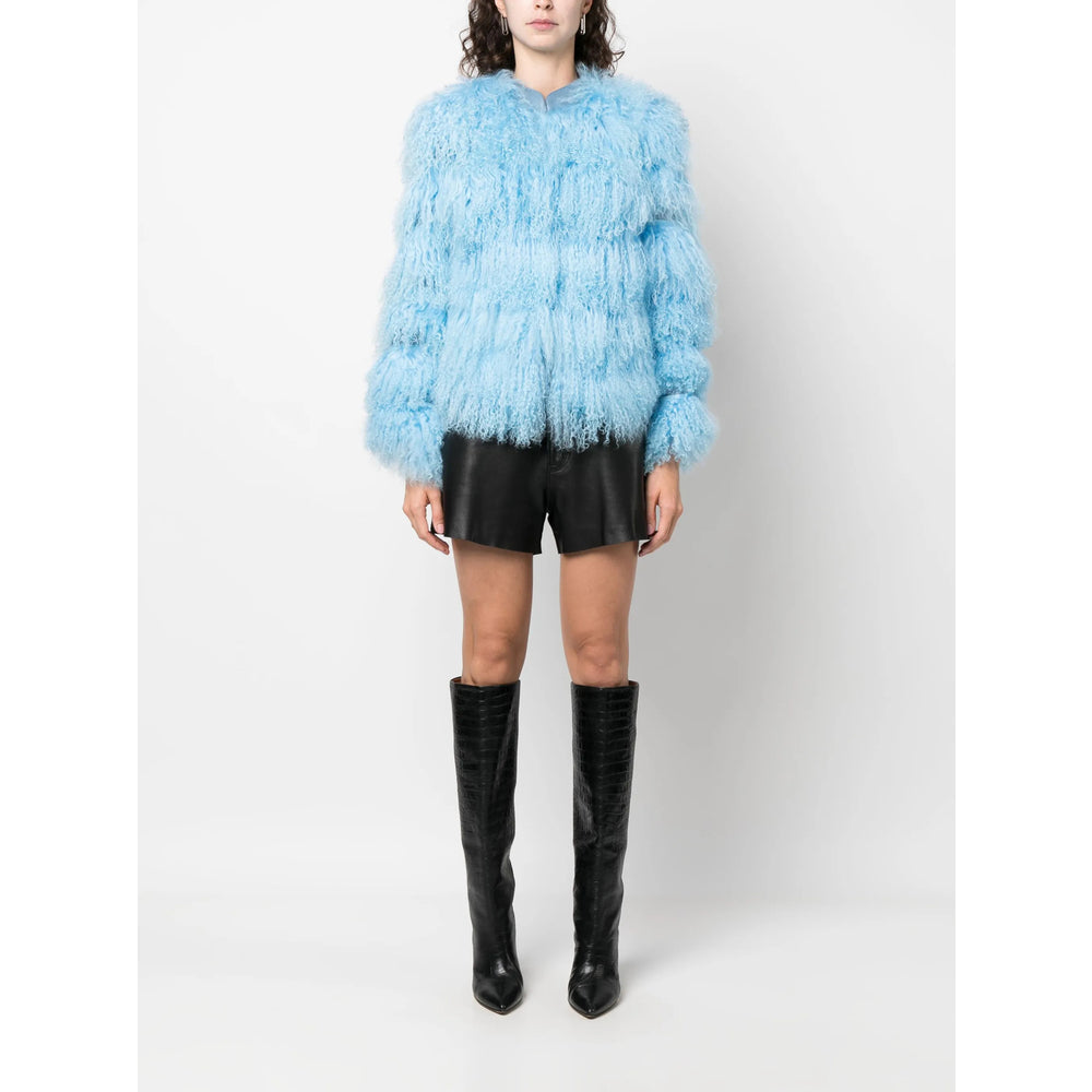 Sky Blue Quilted Shearling Jacket