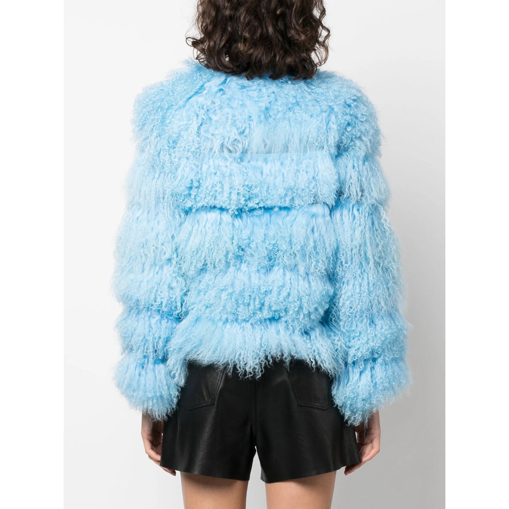 Sky Blue Quilted Shearling Jacket
