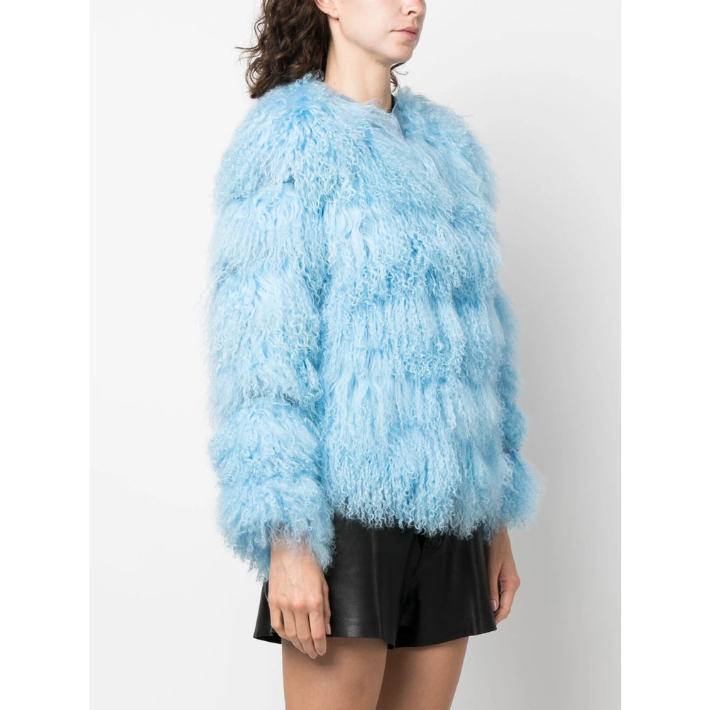 Sky Blue Quilted Shearling Jacket