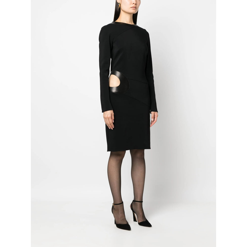 Sleek Jet Leather Cutout Top