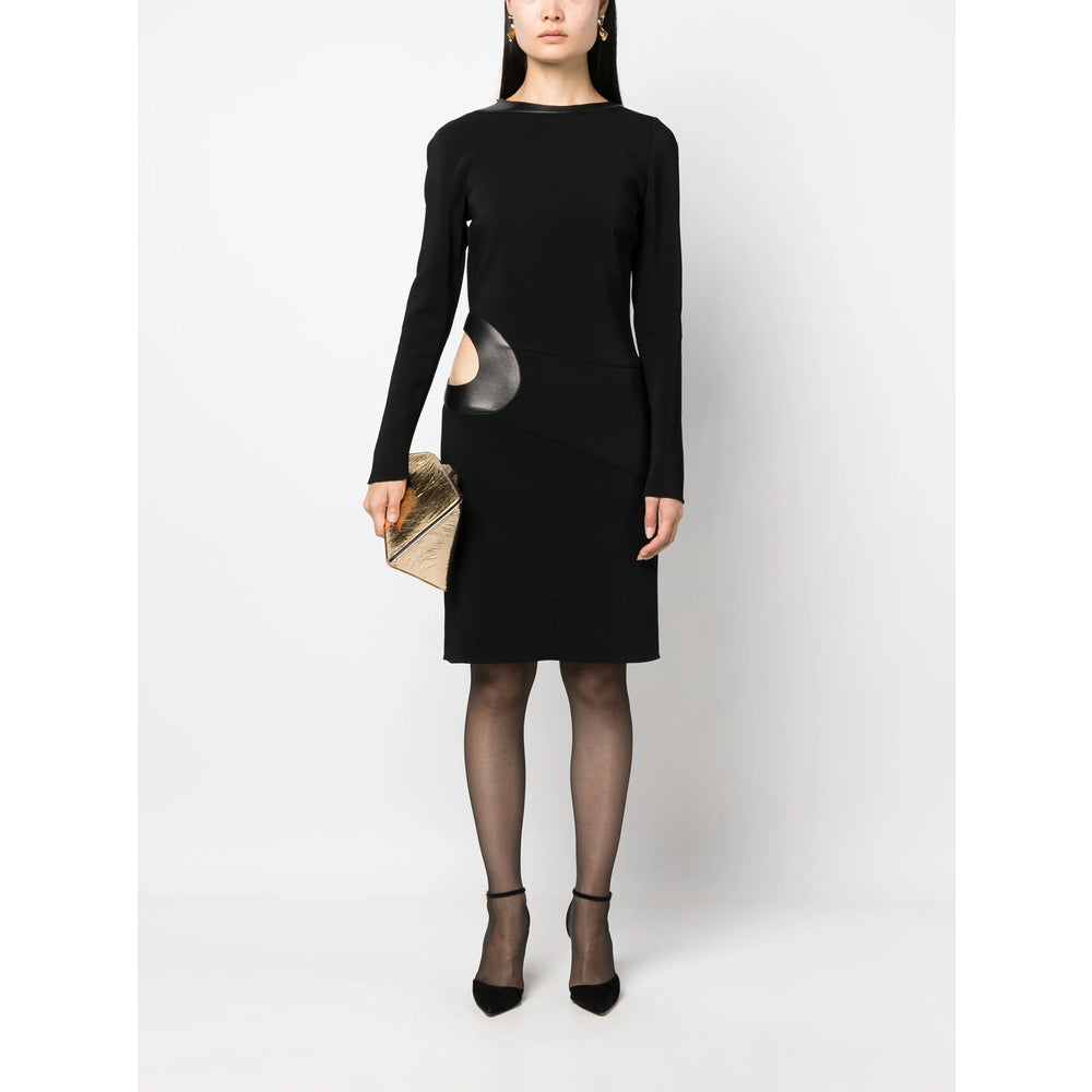 Sleek Jet Leather Cutout Top