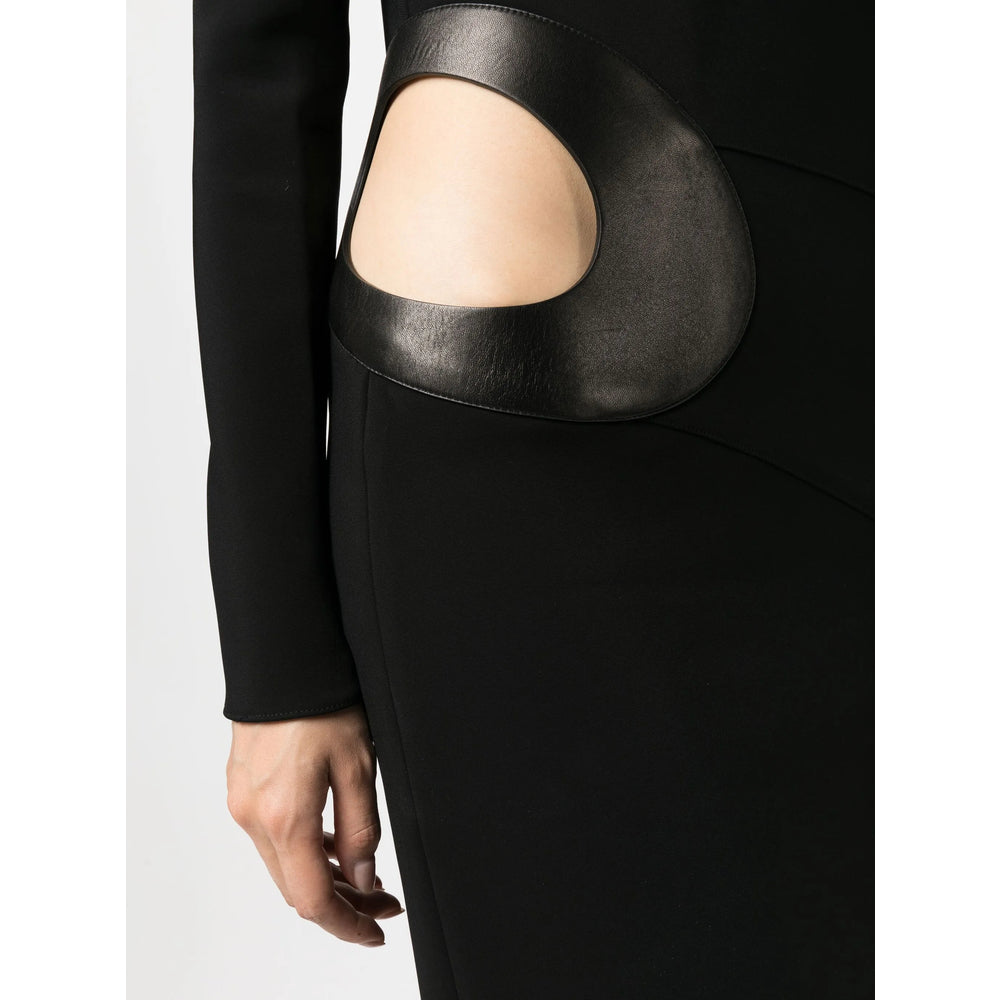 Sleek Jet Leather Cutout Top