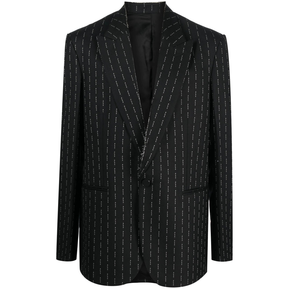 Black Wool Cashmere Peak Lapel Jacket