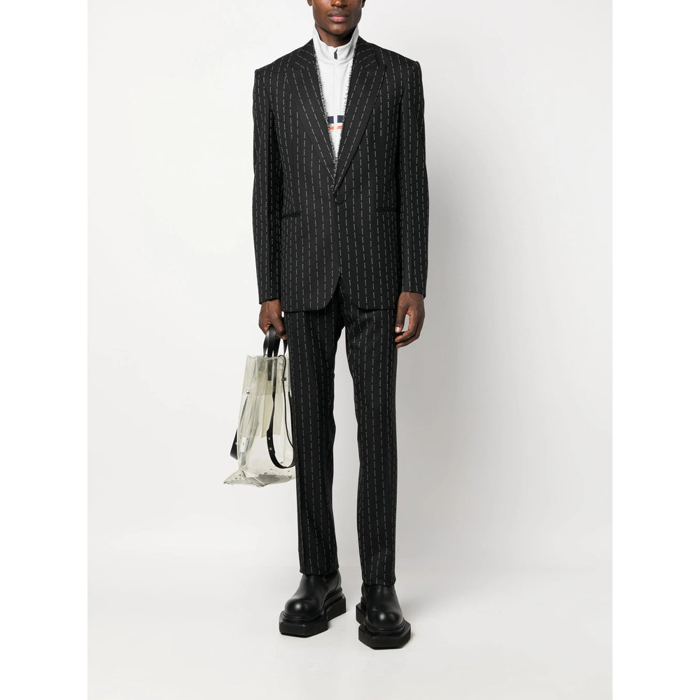 Black Wool Cashmere Peak Lapel Jacket