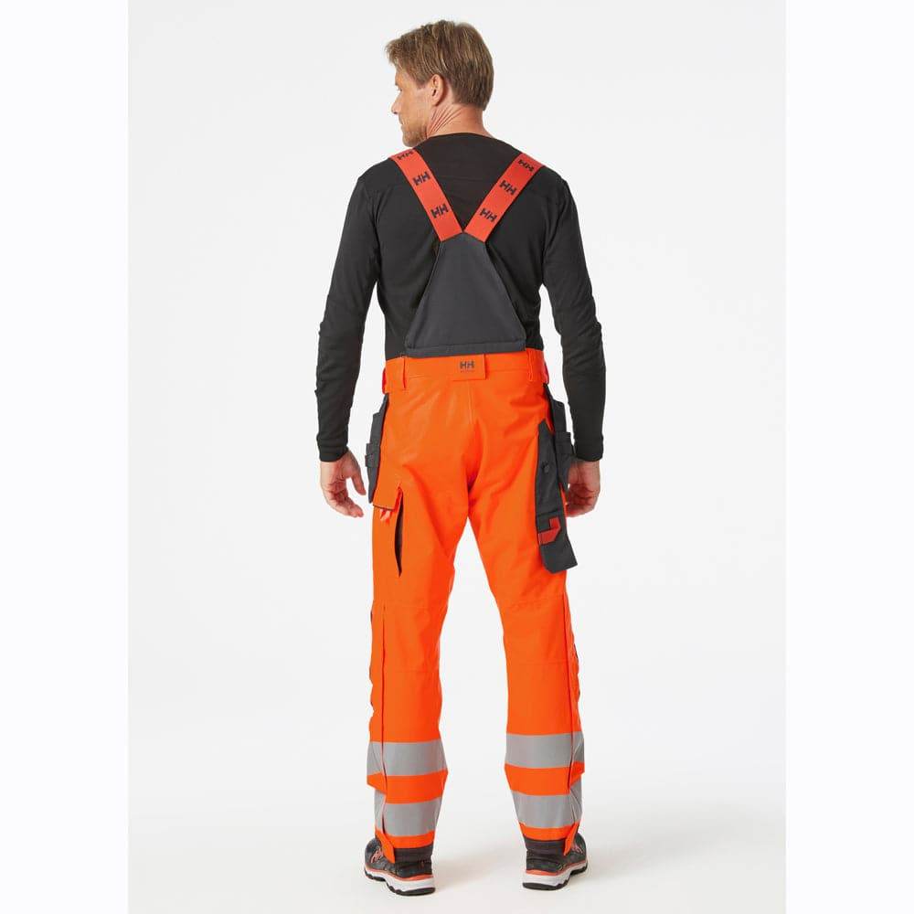 Helly Hansen 71493 Alna 2.0 Hi-Vis Waterproof Shell Construction Bib& Brace Pant Trouser ORANGE/EBONY / 45.5" Waist - 34" Leg