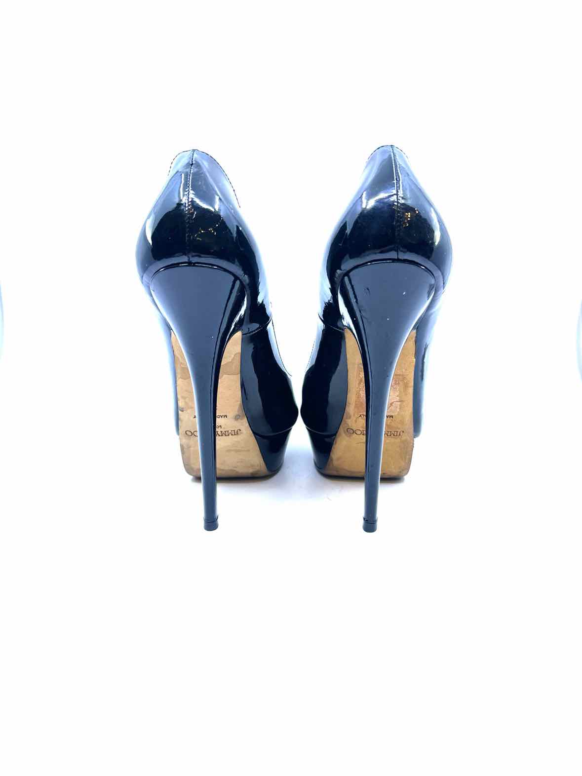 JIMMY CHOO Size 6.5 Black Patent Leather Pumps