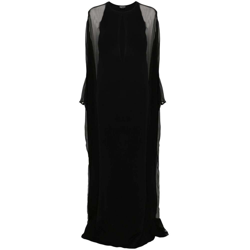 Silk Crepe Floor Gown With Panel Detail