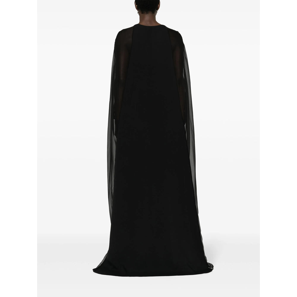 Silk Crepe Floor Gown With Panel Detail