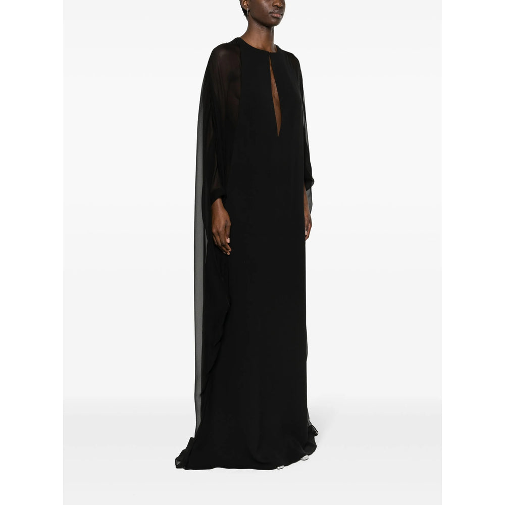 Silk Crepe Floor Gown With Panel Detail