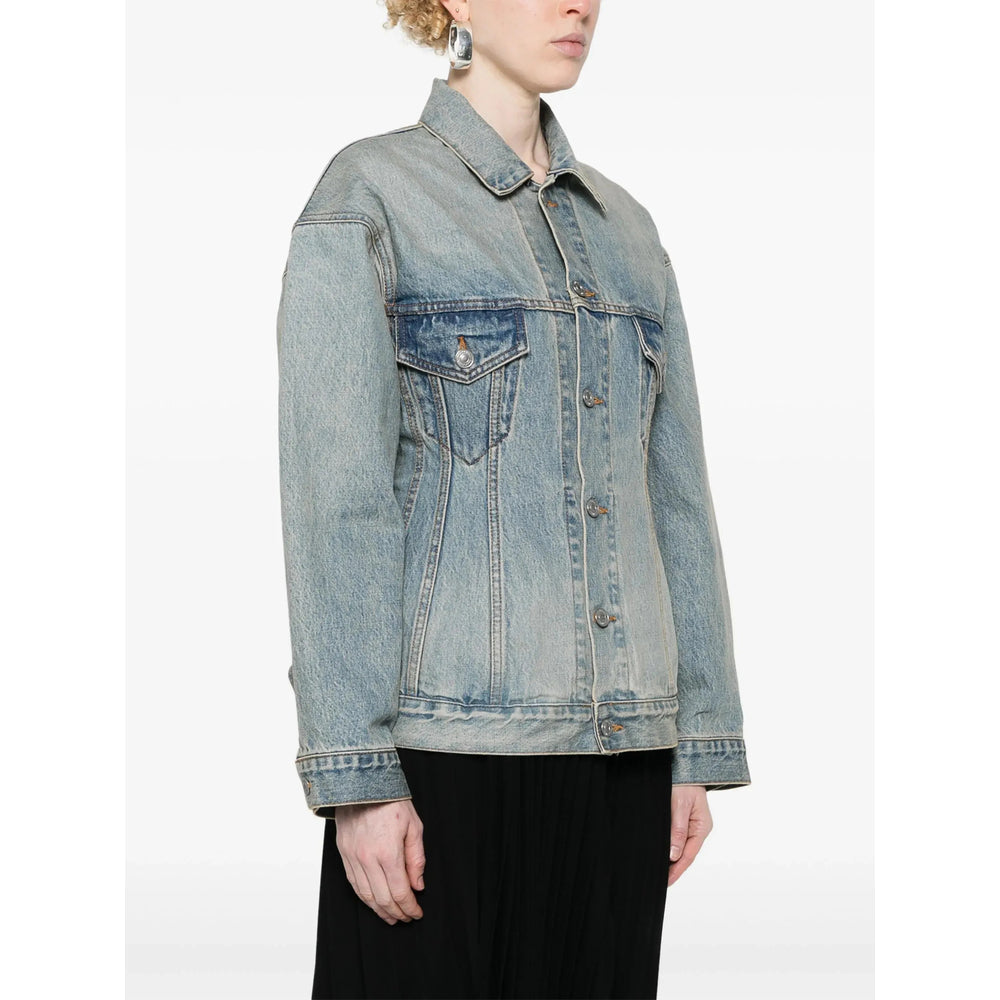 Soft Cotton Denim Point Collar Shirt