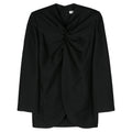 Wool Silk Twill V-neck Coat
