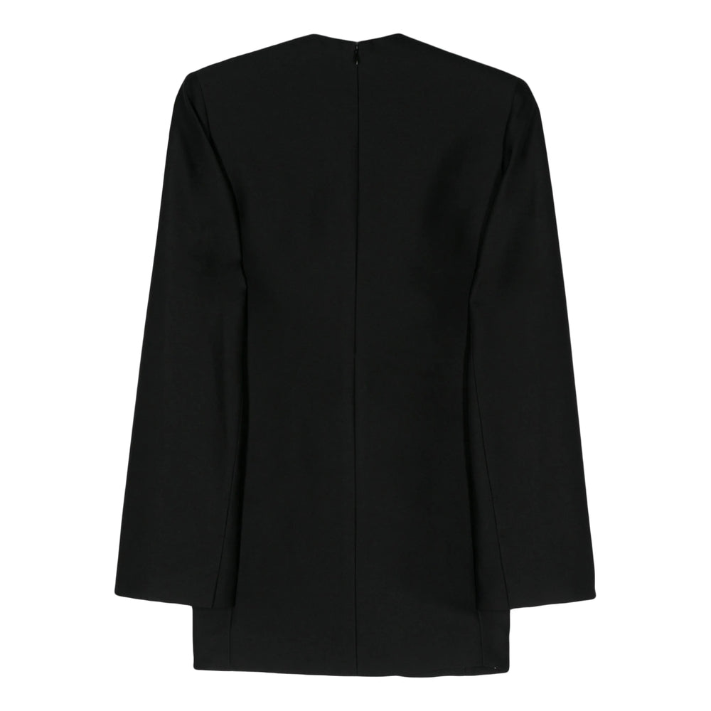 Wool Silk Twill V-neck Coat