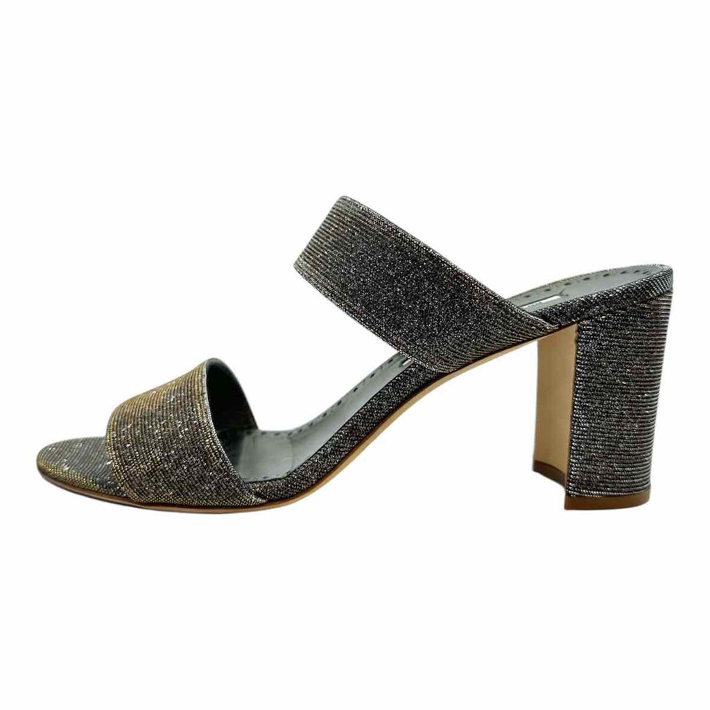MANOLO BLAHNIK Size 10.5 Silver, Gold Glitter Sandals