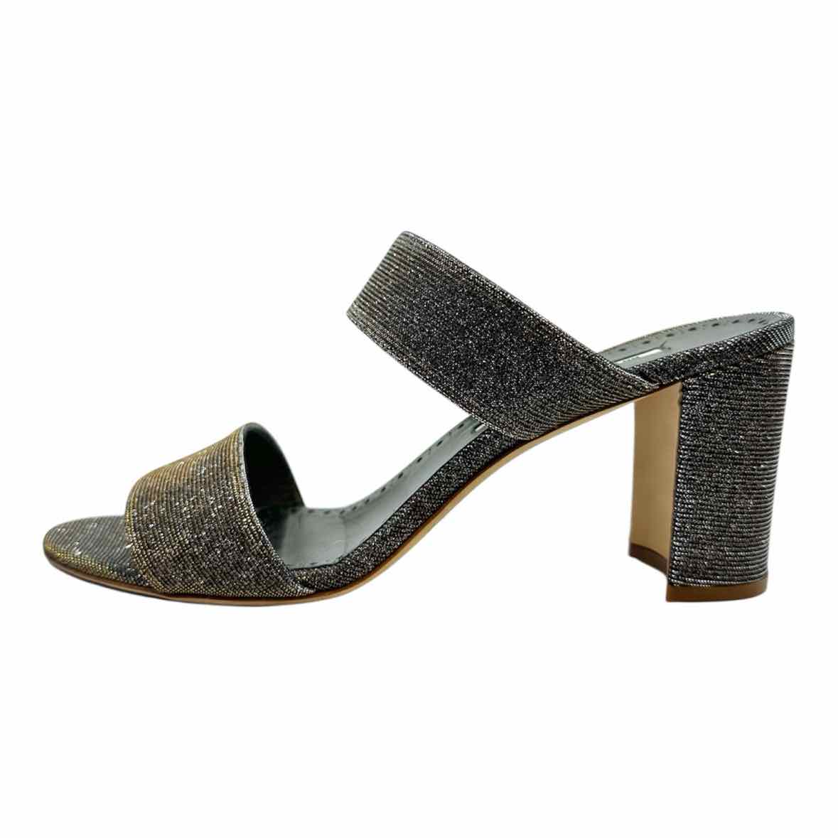 MANOLO BLAHNIK Size 10.5 Silver, Gold Glitter Sandals