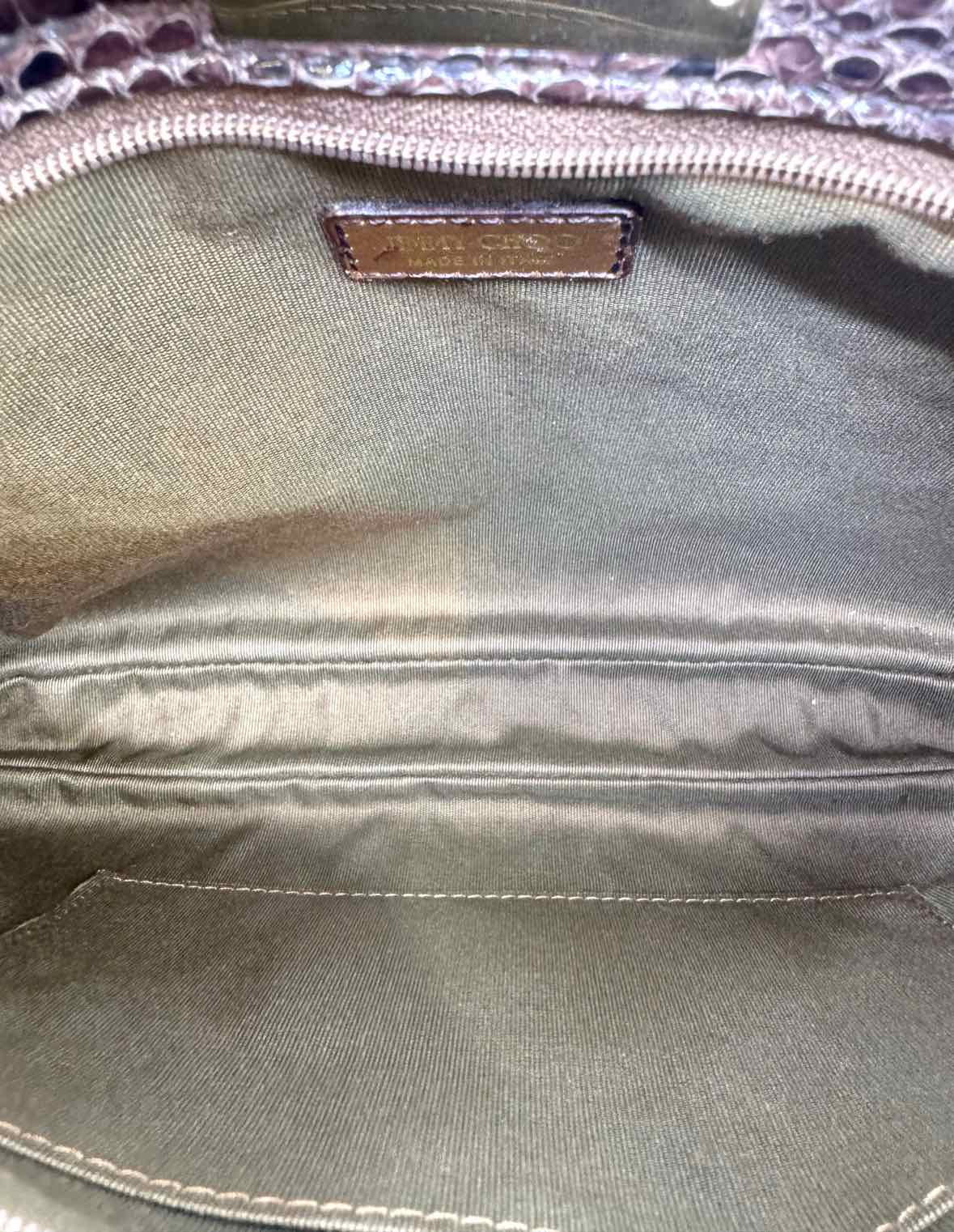 JIMMY CHOO Brown Leather Solid Clutch