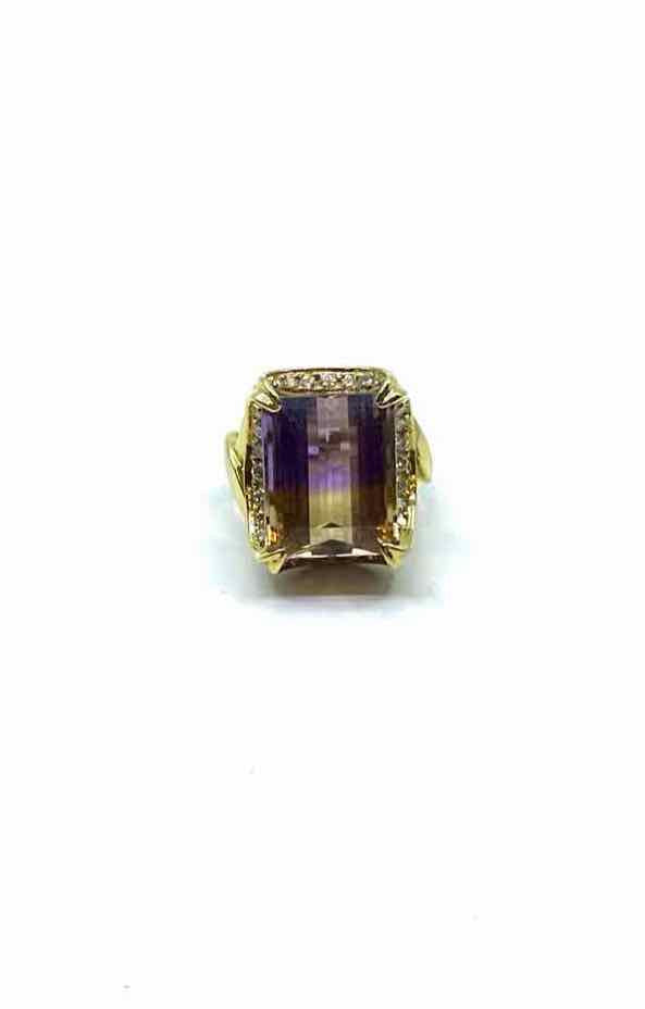 14K Ametrine Diamond Ring