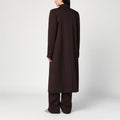 Double-breasted plum wool coat