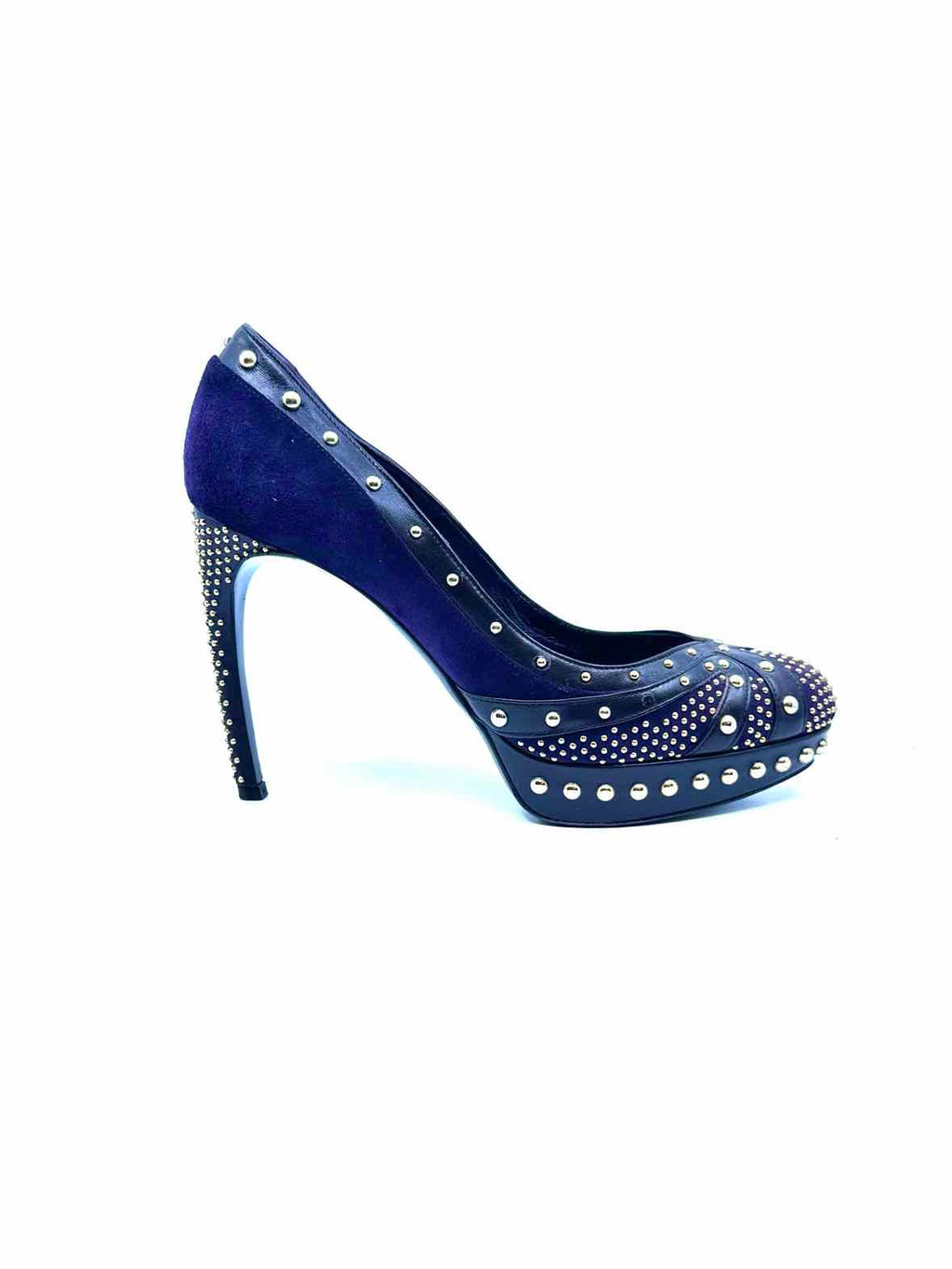 ALEXANDER MCQUEEN Size 9 Purple Suede, Leather Studs Pumps
