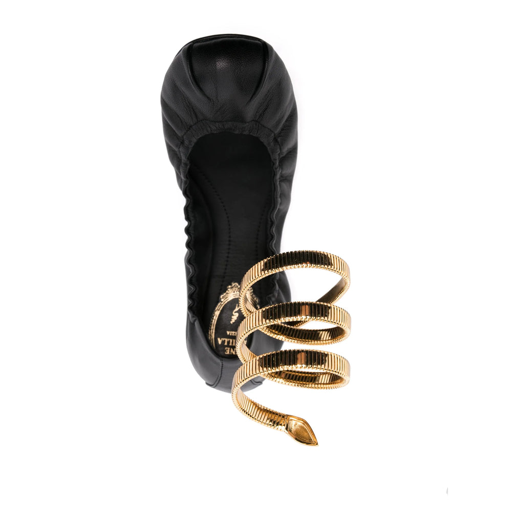 Snake Embellished Lambskin Pump