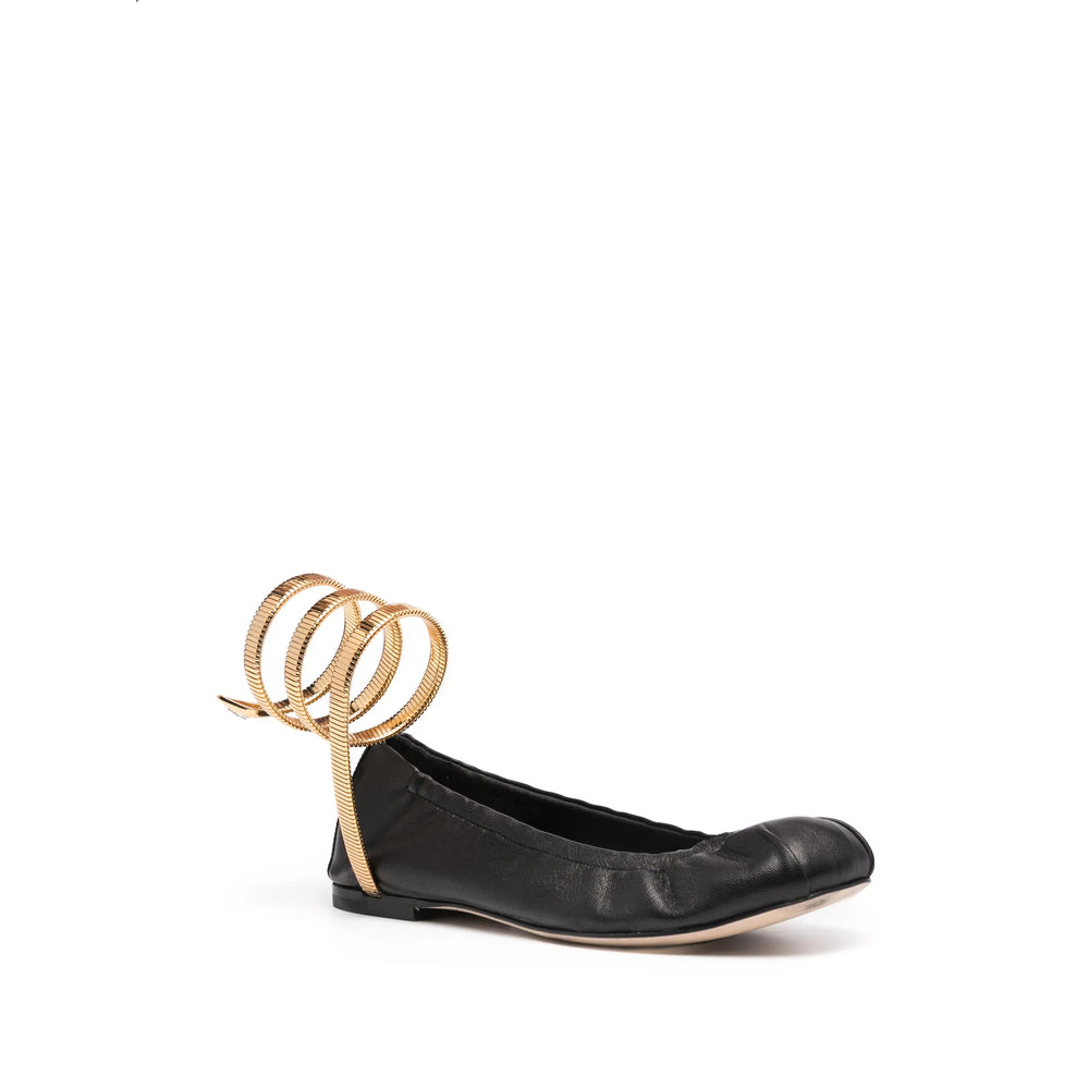 Snake Embellished Lambskin Pump