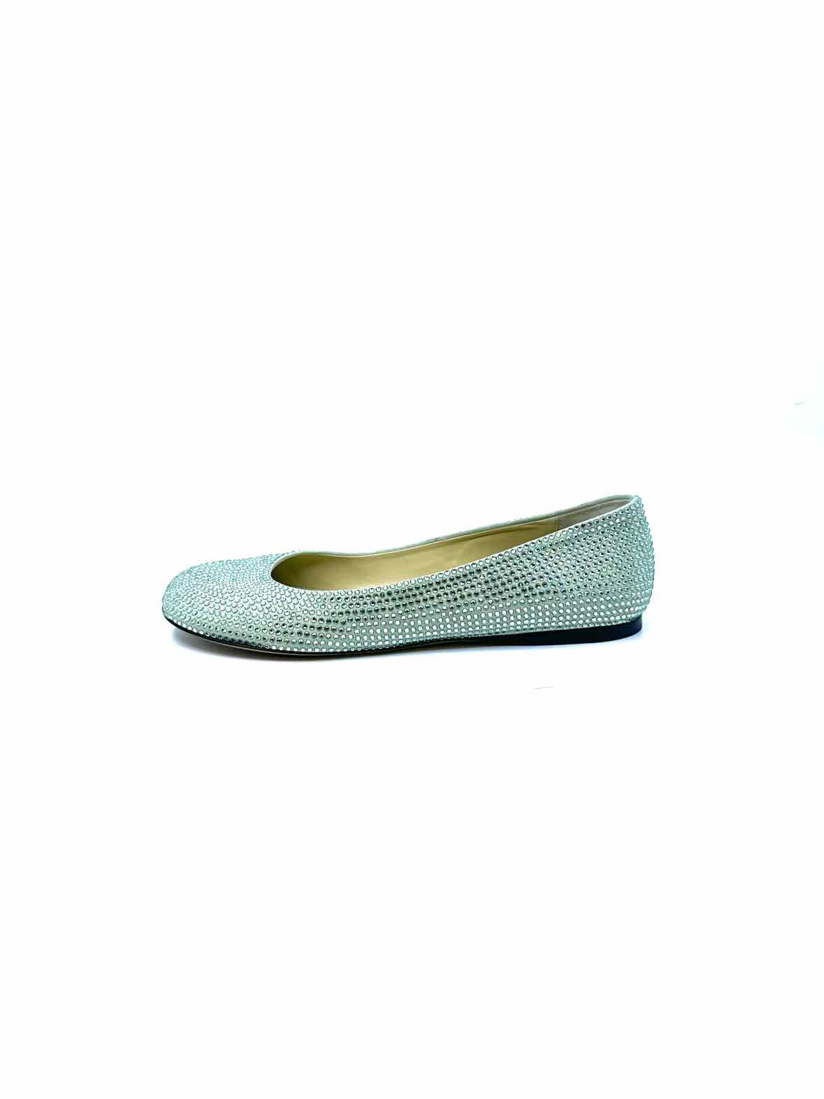 LOEWE Size 11 Pastel Green Crystal Solid Flats
