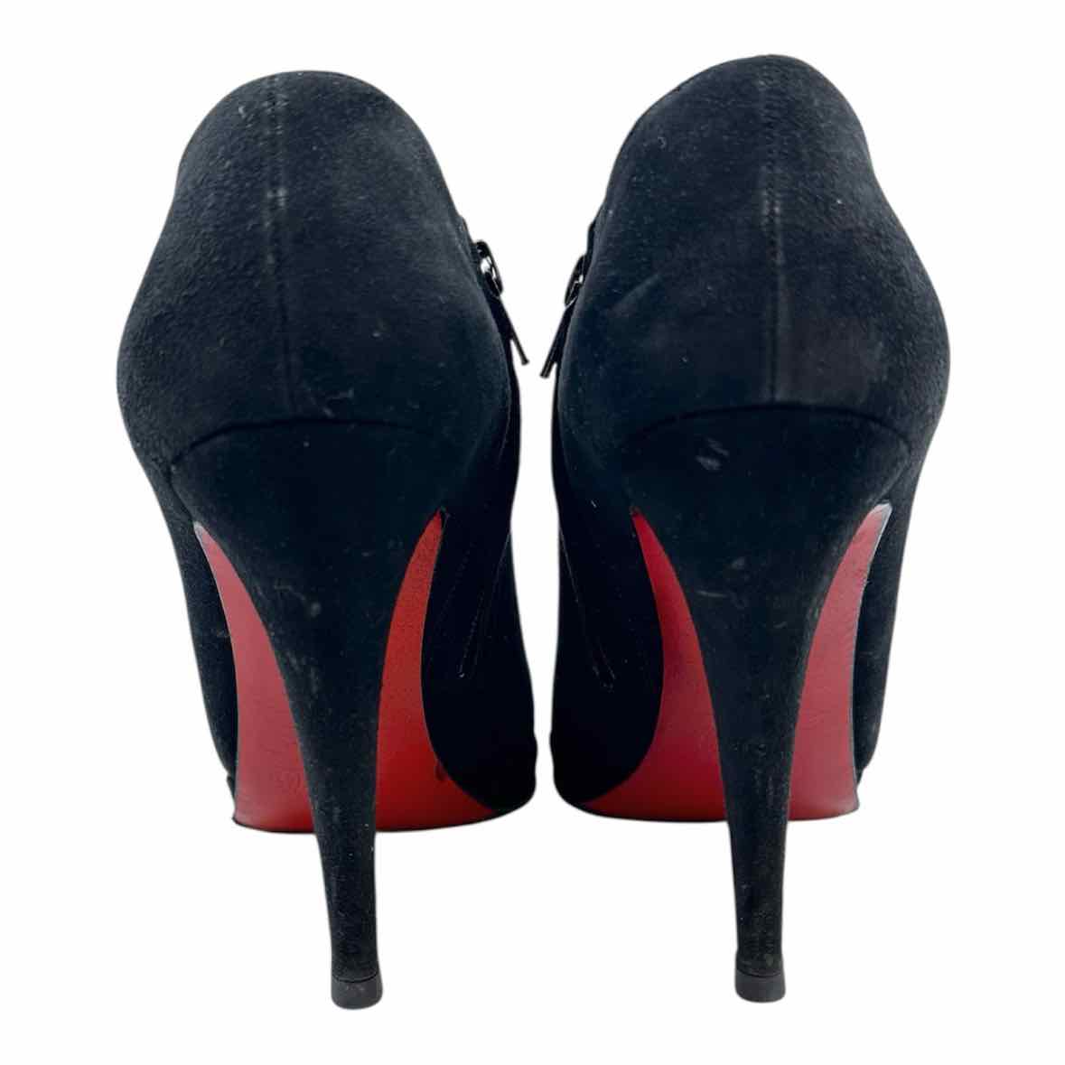 CHRISTIAN LOUBOUTIN Size 9.5 Black Suede Ankle Boot