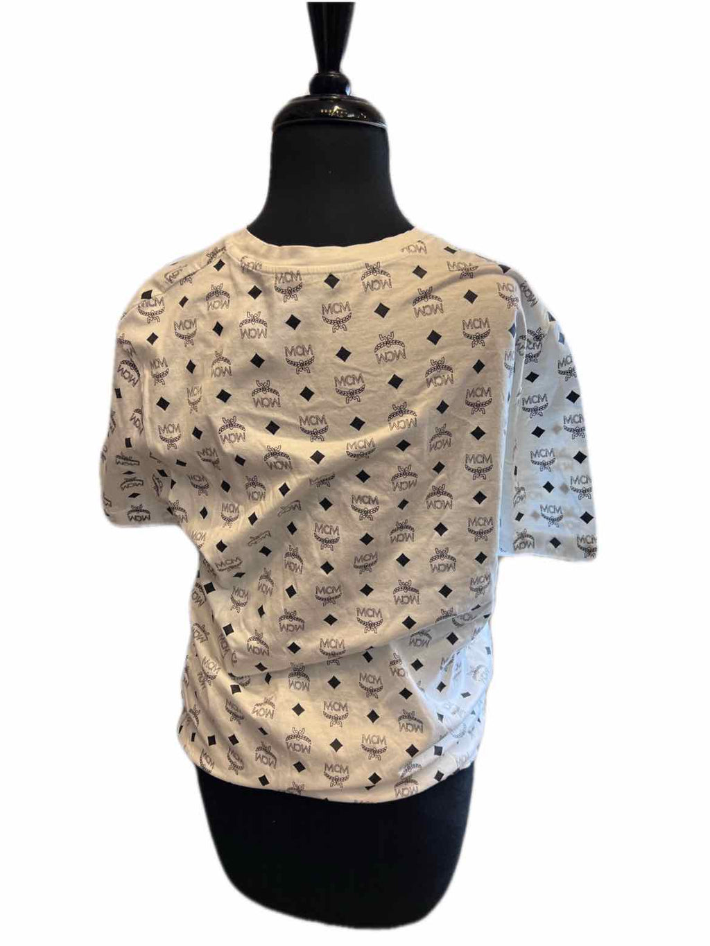 MCM Black and White 'Visetos' T-shirt | M