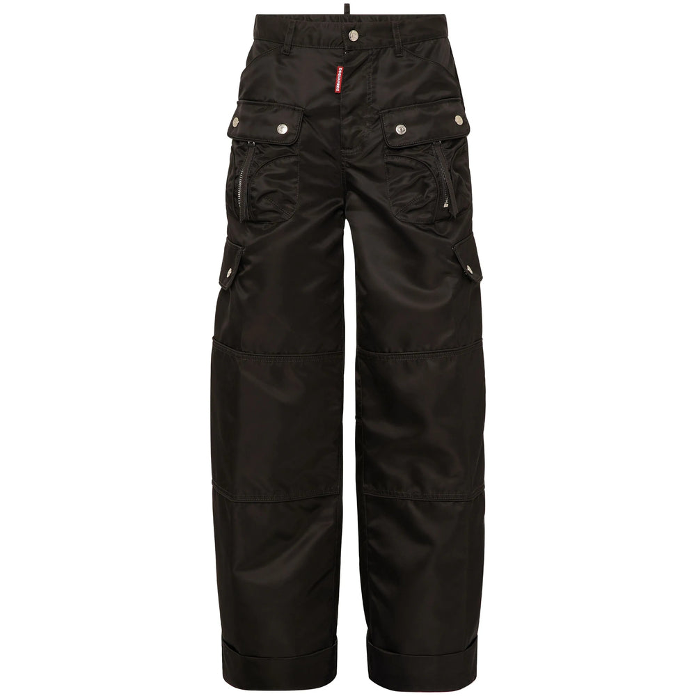 Satin High-waist Cargo Pant