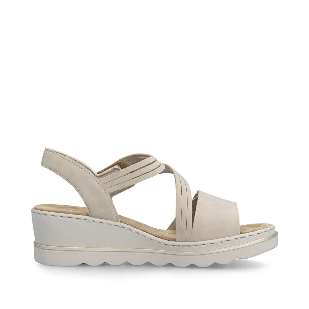 Rieker Womens Fashion Wedge Sandal | Beige