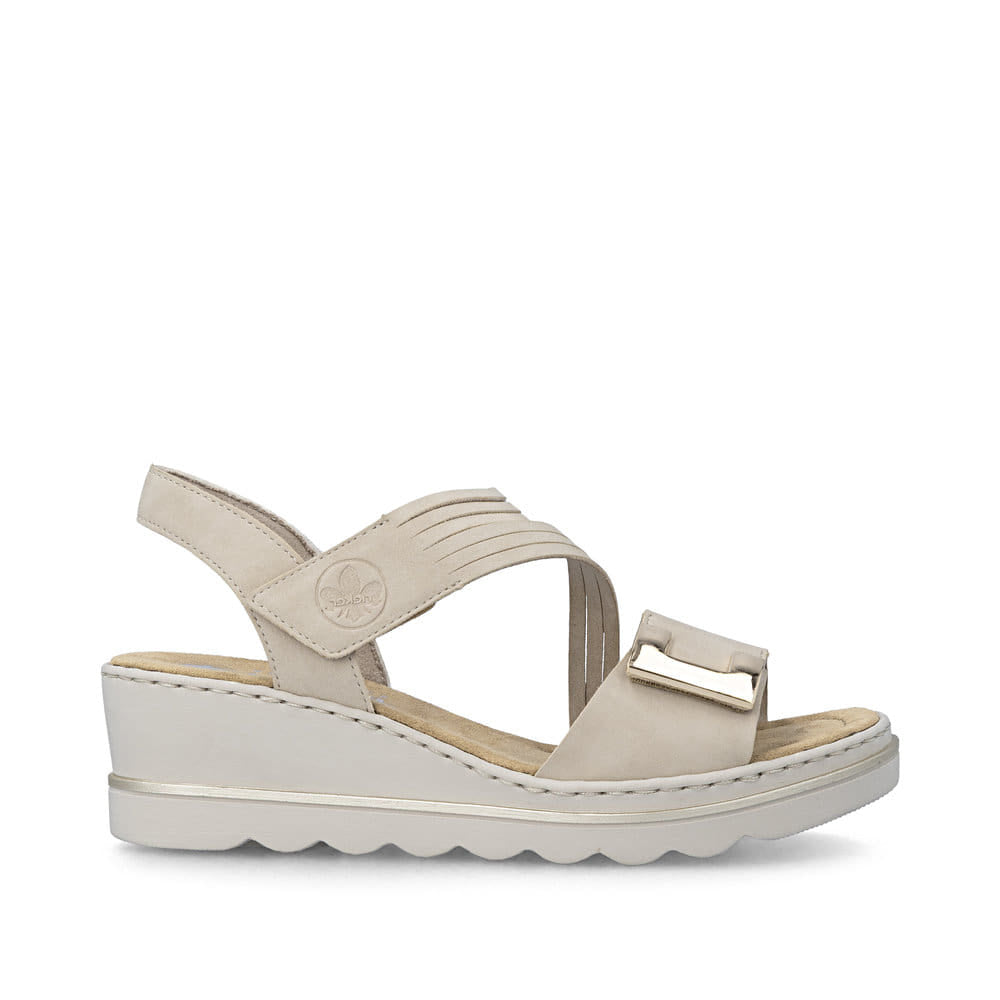 Rieker Womens Fashion Wedge Sandal | Beige