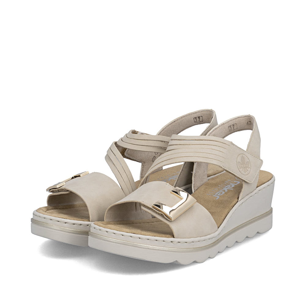 Rieker Womens Fashion Wedge Sandal | Beige