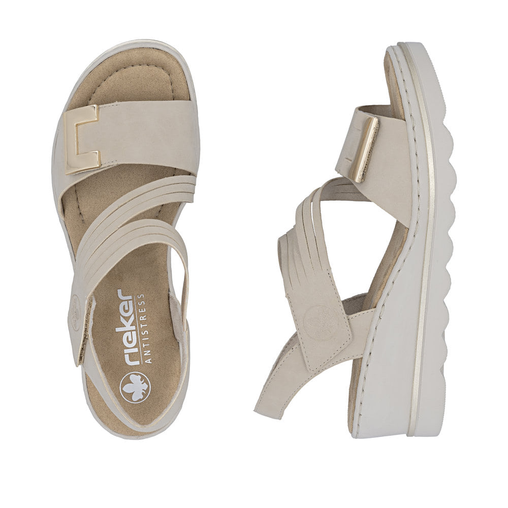 Rieker Womens Fashion Wedge Sandal | Beige