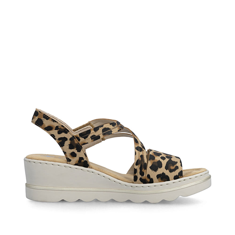 Rieker Womens Fashion Wedge Sandal | Animal Print