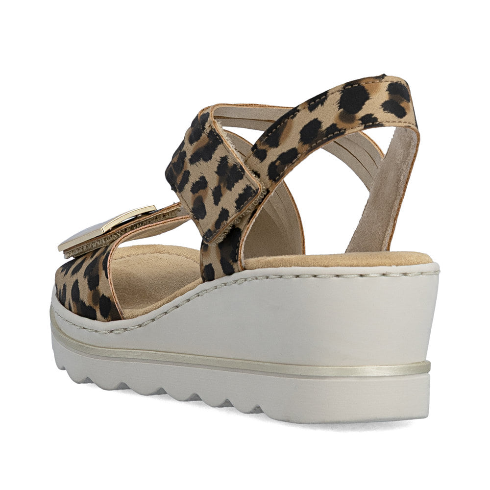 Rieker Womens Fashion Wedge Sandal | Animal Print