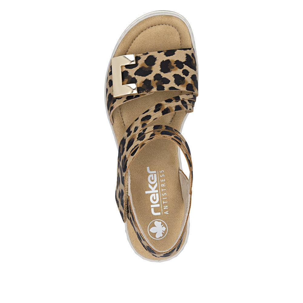 Rieker Womens Fashion Wedge Sandal | Animal Print