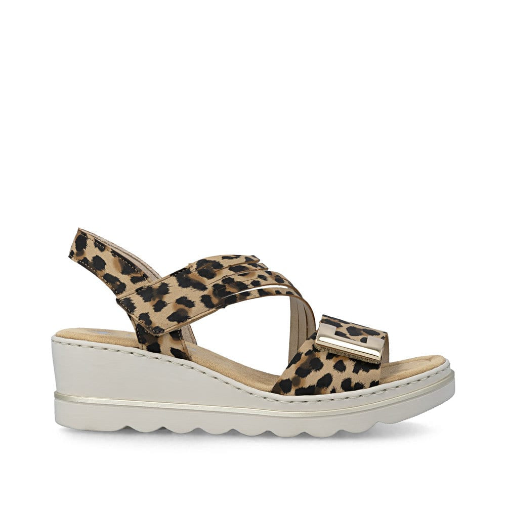 Rieker Womens Fashion Wedge Sandal | Animal Print