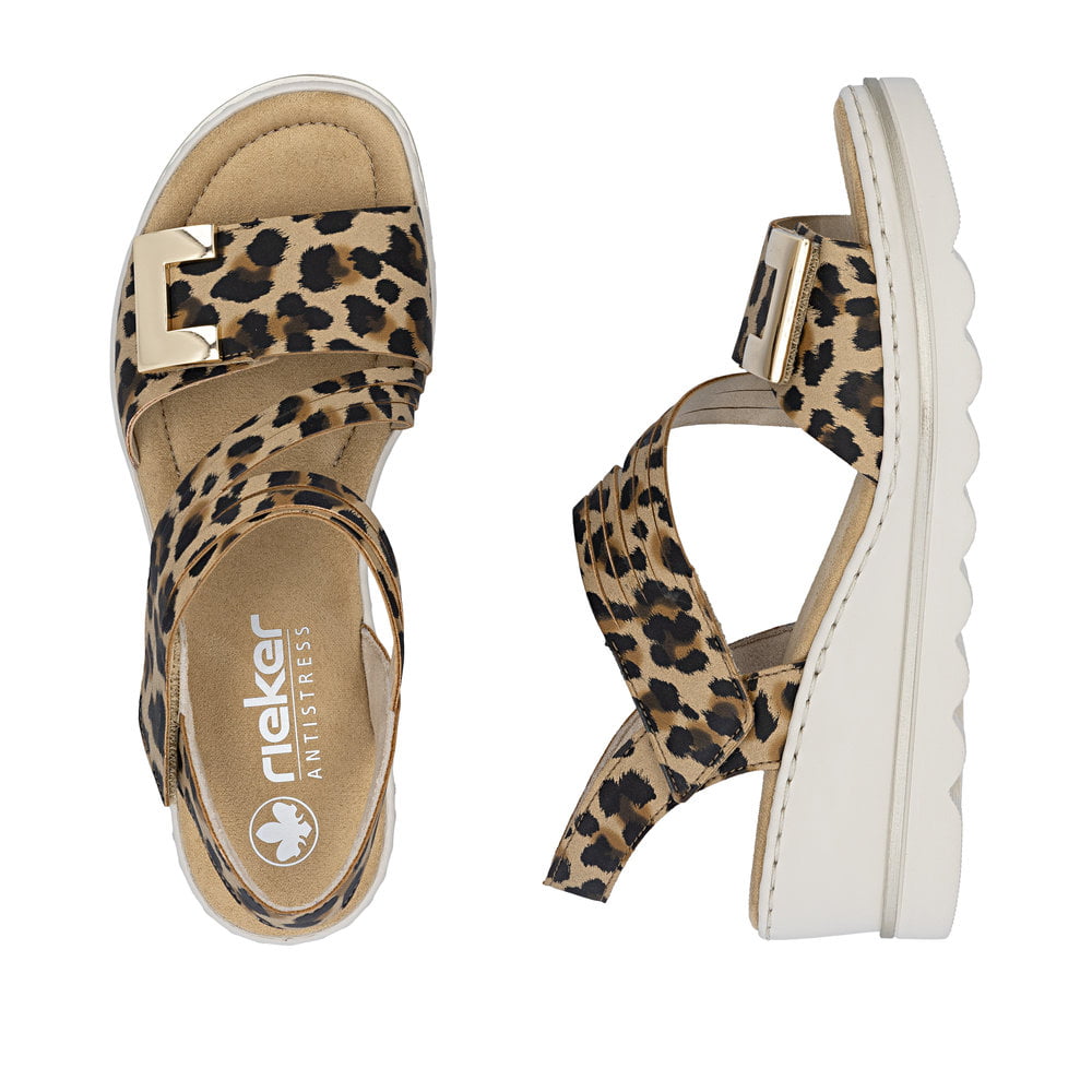 Rieker Womens Fashion Wedge Sandal | Animal Print