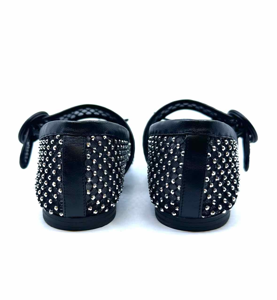 CHRISTIAN LOUBOUTIN Size 8 Black Rhinestones Flats