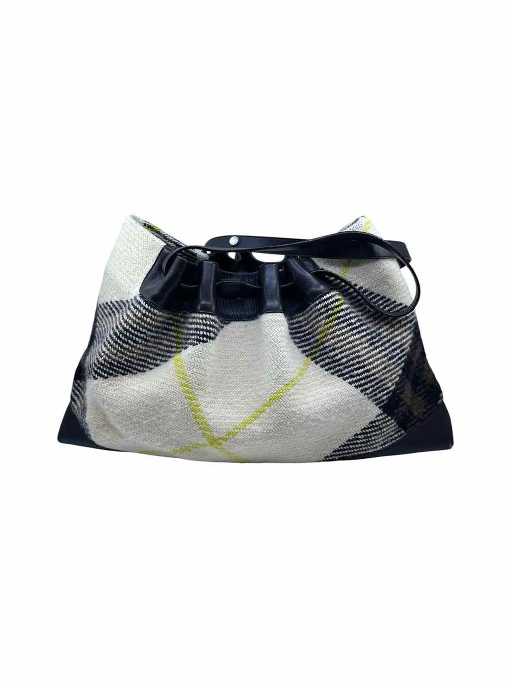 BUBELERY Beige, Brown Wool Plaid Handbag