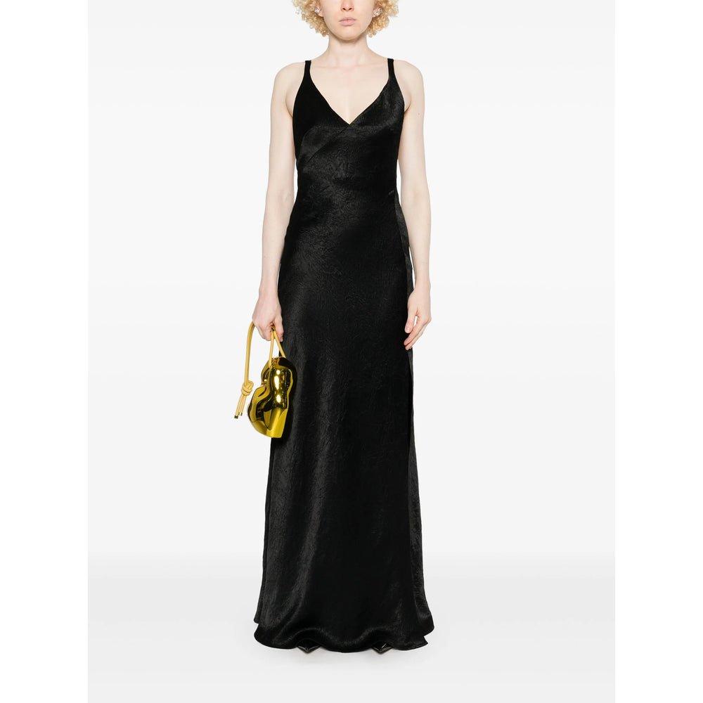 Sleek Black Crinkle Dress