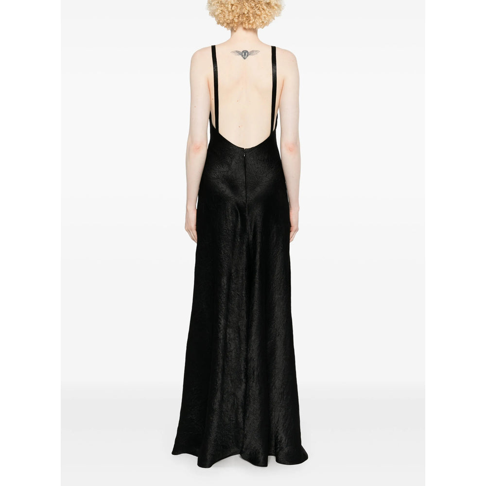 Sleek Black Crinkle Dress