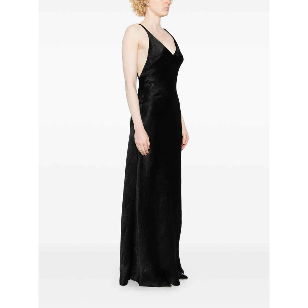 Sleek Black Crinkle Dress