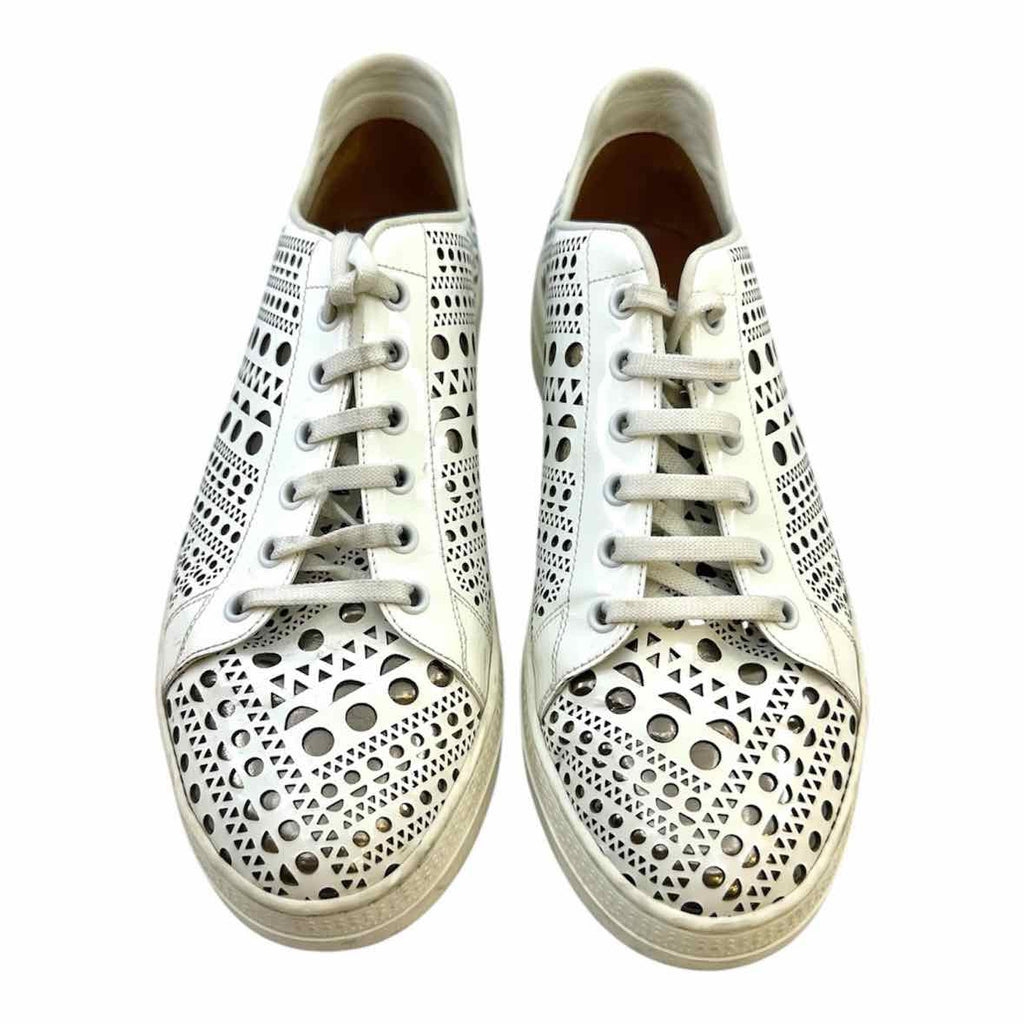 ALAIA Size 9 White Patent Leather Sneakers