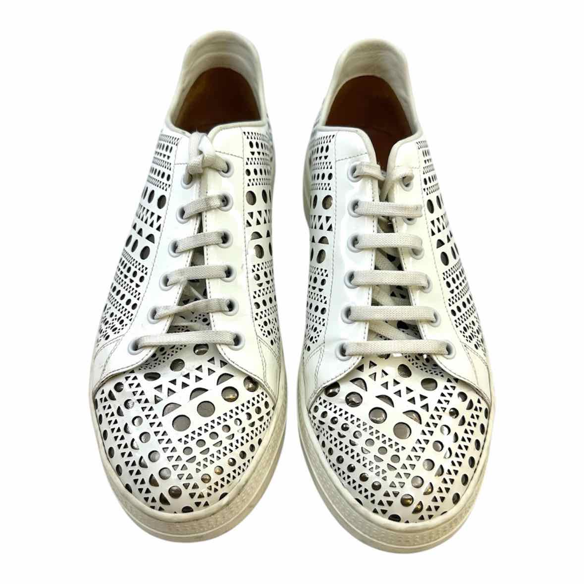 ALAIA Size 9 White Patent Leather Sneakers