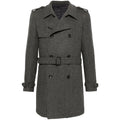 Grey Herringbone Double-breasted Coat