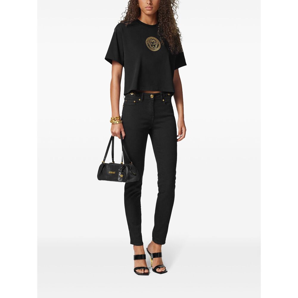 Black Lambskin Medusa Shoulder Bag