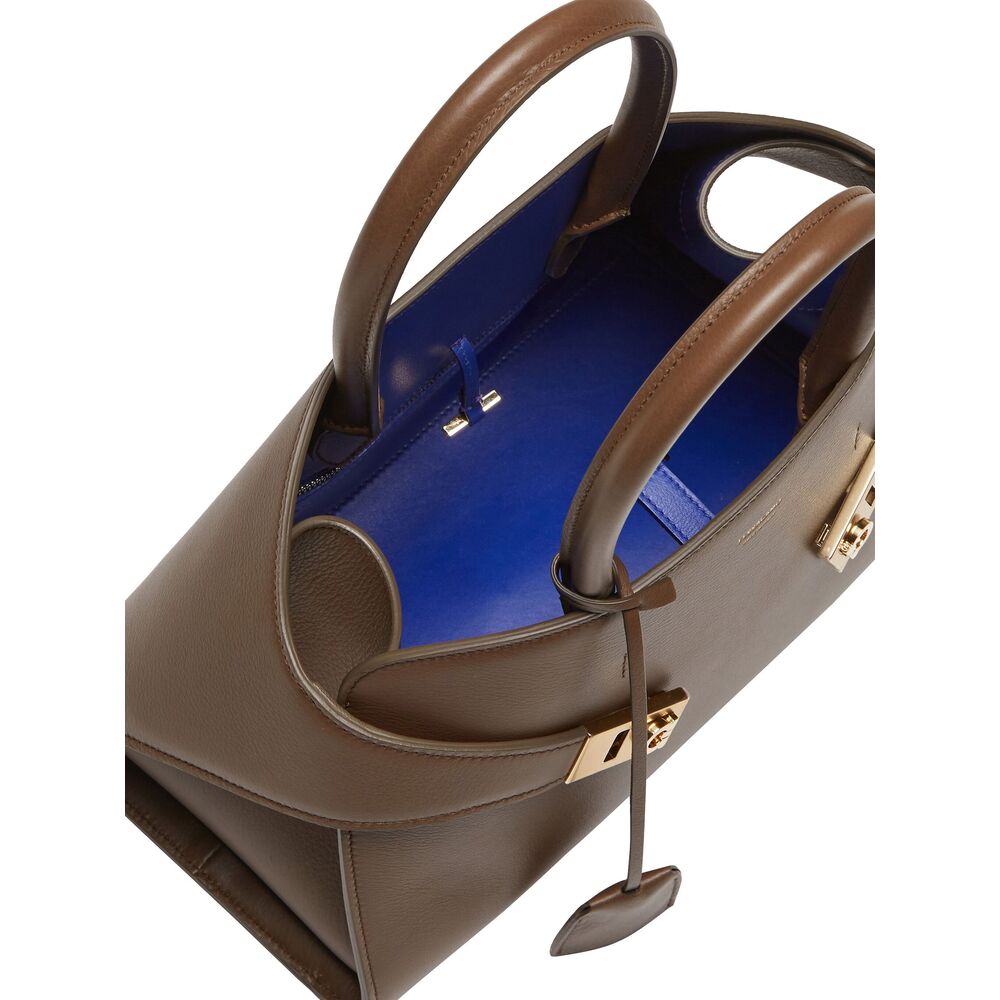 Taupe Brown Calfskin Tote Bag