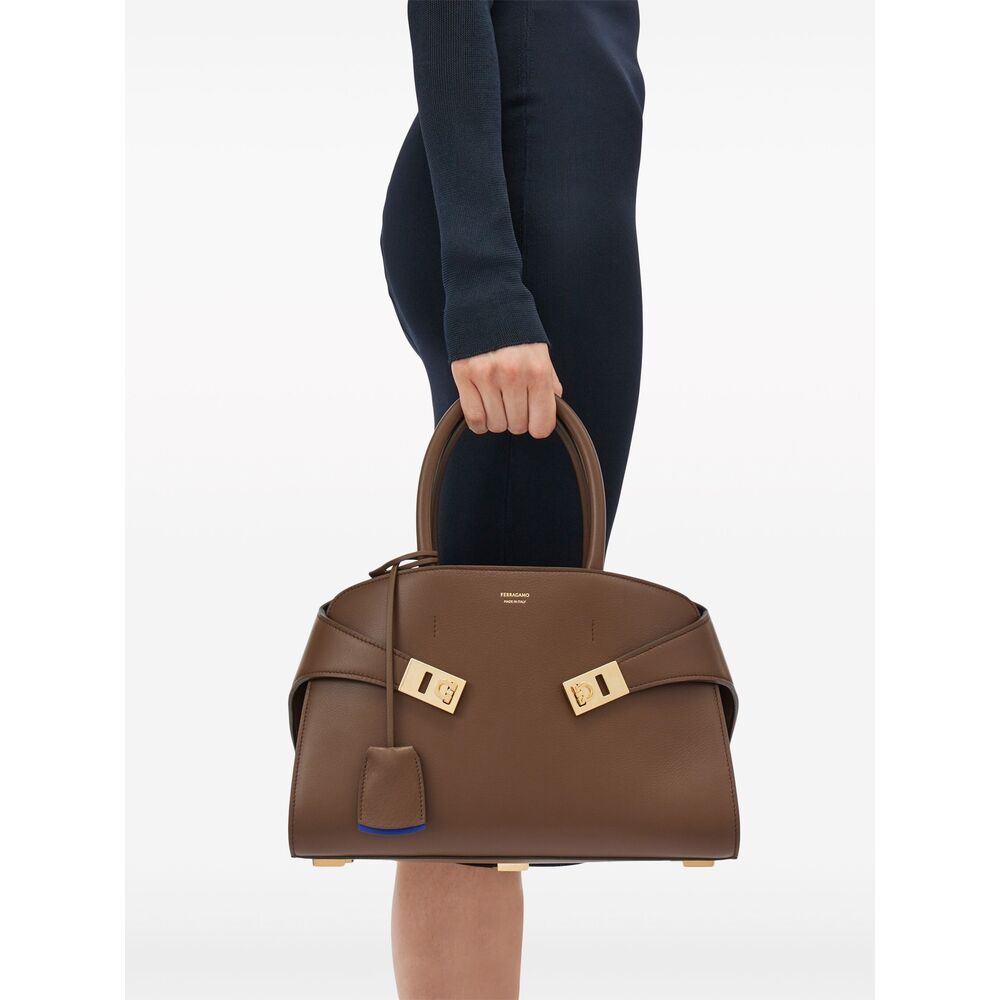 Taupe Brown Calfskin Tote Bag