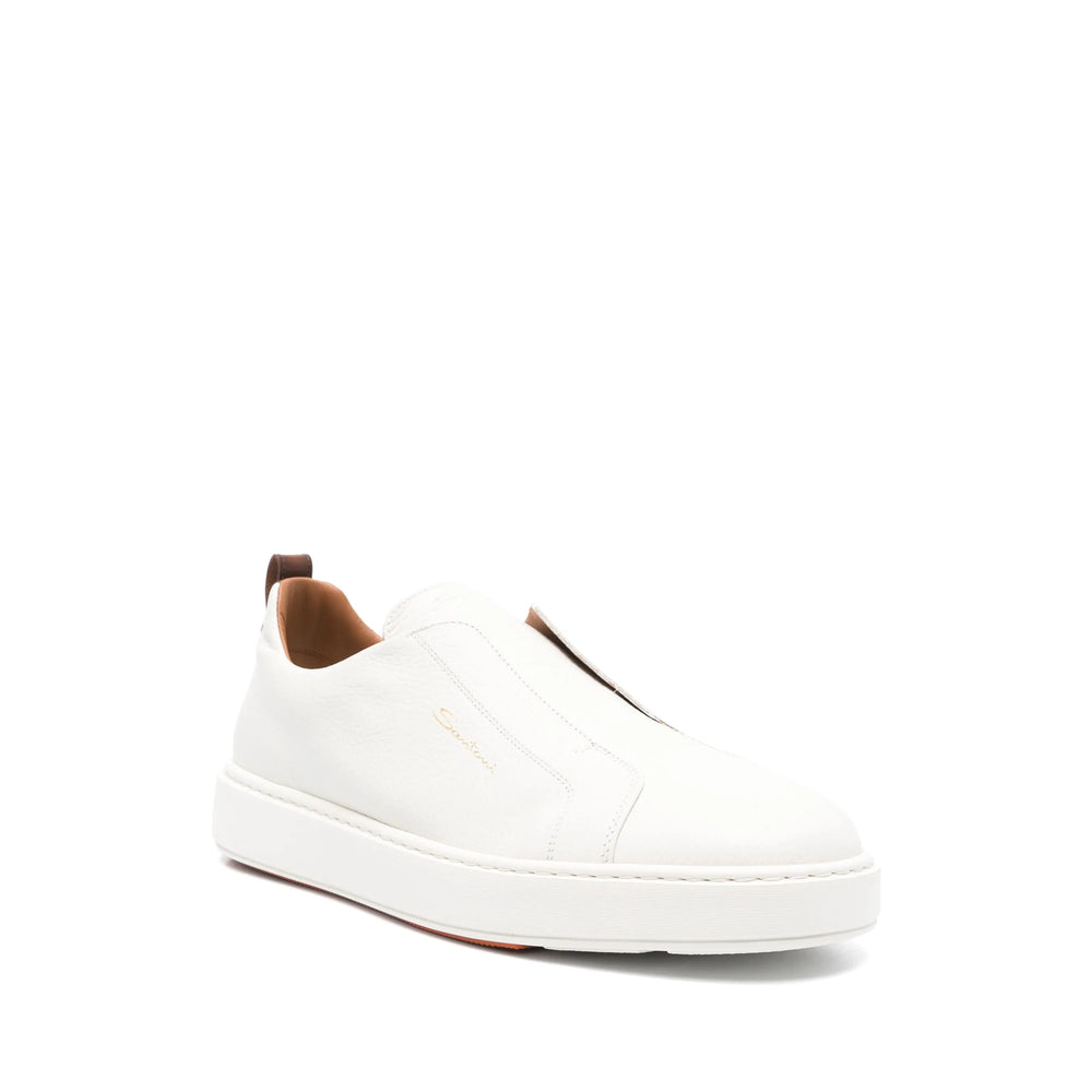 Beige Calf Leather Slip-on